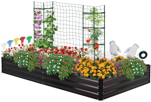 Galvanized Raised Garden Bed for Vegetables Flowers Herbs