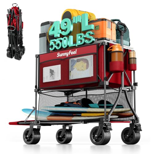 400L Double Decker Wagon Cart with Brakes (Red-400l)