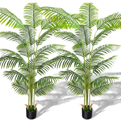 7ft 2 Pack Artificial Areca Palm Plants in Pots (2 Count)
