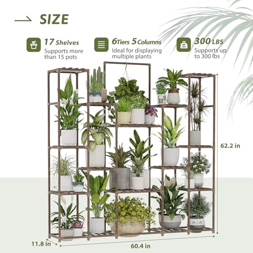 Plant Stand with Grow Lights Large Plant Shelf Indoor Hanging Plants (17 Count)
