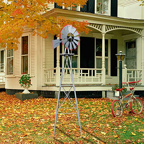8FT Ornamental Windmill Backyard Garden Decoration Weather Vane