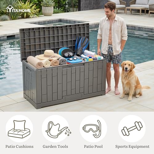 60 Gallon Outdoor Storage Box (Light Brown / 60 Gallon)
