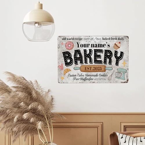 Custom Bakery Metal Sign Personalized Baked Goods Bakers Signs Decor Fresh Bread Daily Rustic Pies Cakes Decor Homemade Plaque Tin Wall Art Gifts (Bakery Sign)