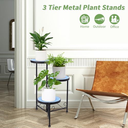 3 Tier Mosaic Ceramic Top Plant Stand