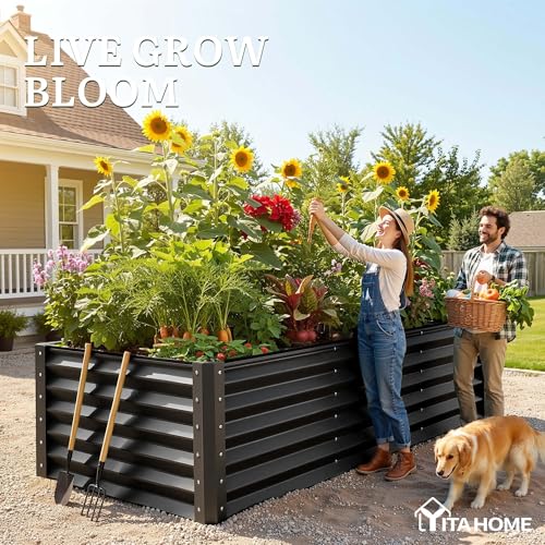 8x4x3ft Large Raised Garden Bed Kit (Black / 8x4x3ft)