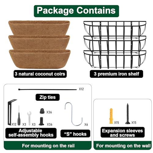 24 Inch Railing Planter 3 Pack (24 inch)