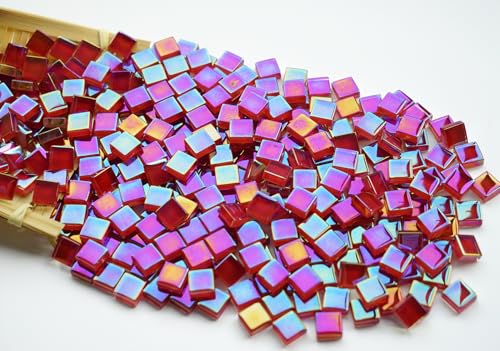 0.66lbs Ruby Red Iridescent Mosaic Tiles (10.56 Ounce)