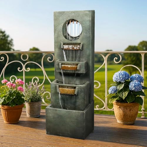 39.3” H Modern Outdoor Fountain (Green / 39.3inches)