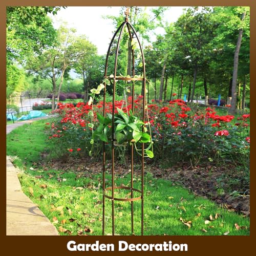 100% Metal Garden Obelisk Trellis Heavy Duty 6.3 ft Tall for Climbing Vines