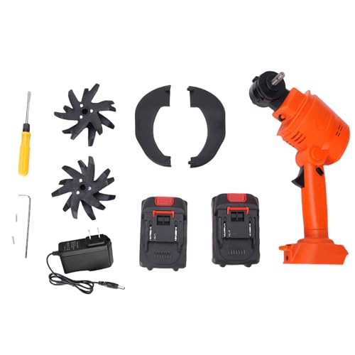 24V Cordless Electric Tiller with 2 Rechargeable Batteries