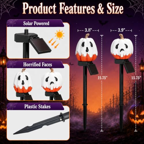 Solar Pumpkin Lights Outdoor Halloween Pumpkin Solar Lights (C-Orange)