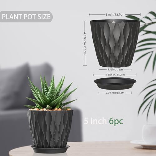 5 Inch Planter Pots (Black / 5inch)