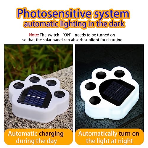 4 Pack Cute Solar Paw Print Light