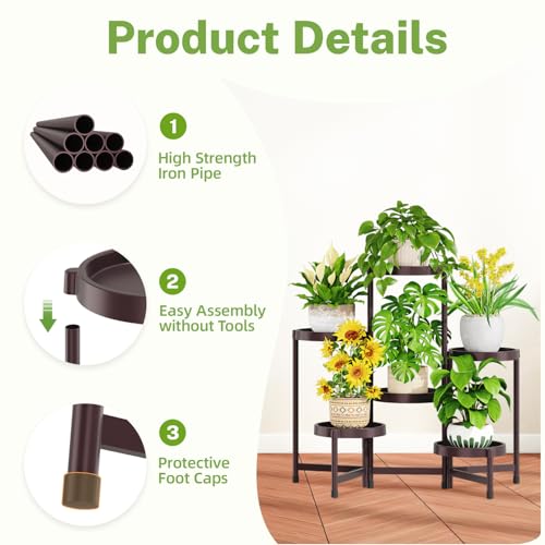 6 Tier Folding Plant Stand Indoor Outdoor (Violet Bronze / 6 Tiers)