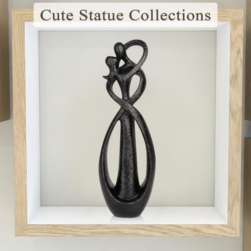 Kissing Lovers Statue Abstract Sculpture (Black / Large)
