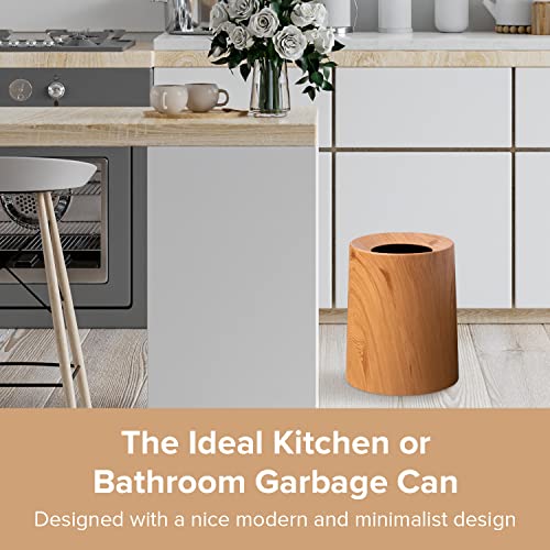 Anti Spill Nordic Wood Grain Look Waste Basket