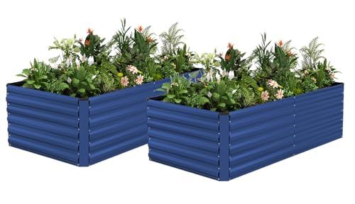 6x3x2ft Outdoor Metal Raised Garden Bed (Blue / 6x3x2 FT-2PC)