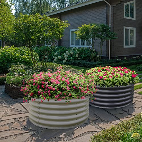 17" Tall 42" Round Galvanized Raised Garden Bed Kit
