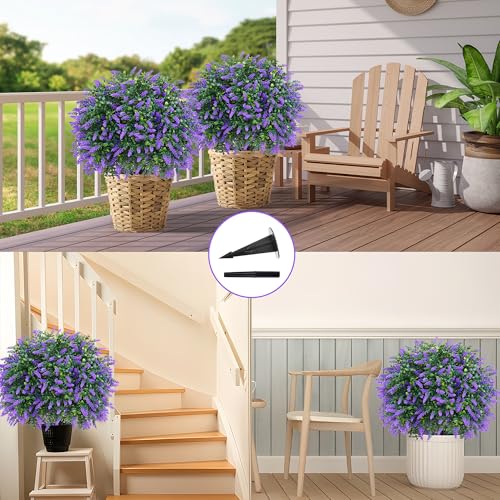 Artificial Set of 4 UV Resistant Boxwood Topiary Ball with Lavender (Lavender Ball 4pcs)