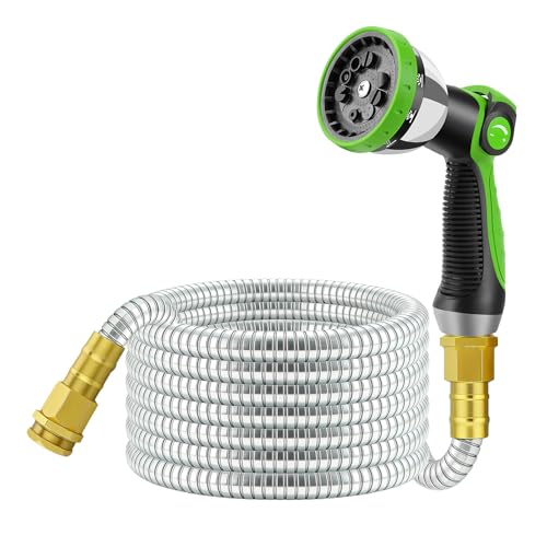 25 FT Stainless Steel Garden Hose with 10