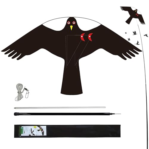 Bird Scarer Kite with 13ft Pole Bird Hawk Flying Kite (style C with 4m pole)