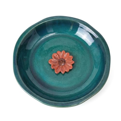 12.2'' Ceramic Birdbath & Birdfeeder for Small Birds Outdoors