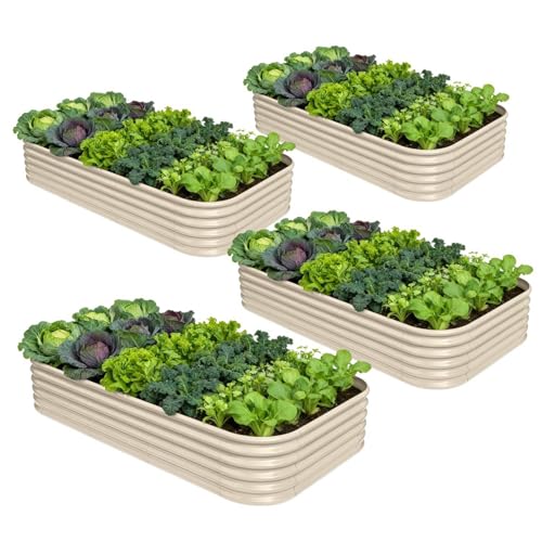 4 Pcs 8x4x1.5ft Galvanized Raised Garden Bed (4 Count)
