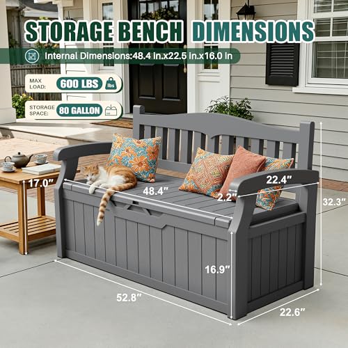 80 Gallon Storage Bench Deck Box Waterproof&Lockable