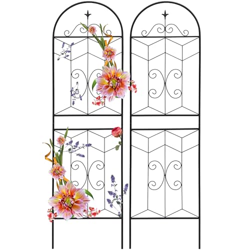 2 Pack 71x20in Garden Trellises with Black Metal Coating