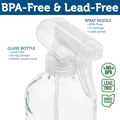 Large Clear Glass Spray Bottles (2 Count)