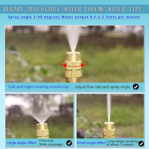 98Ft Greenhouse Drip Irrigation Kit Automatic Irrigation System 360°Adjustable 30 Brass Spray Nozzles 1