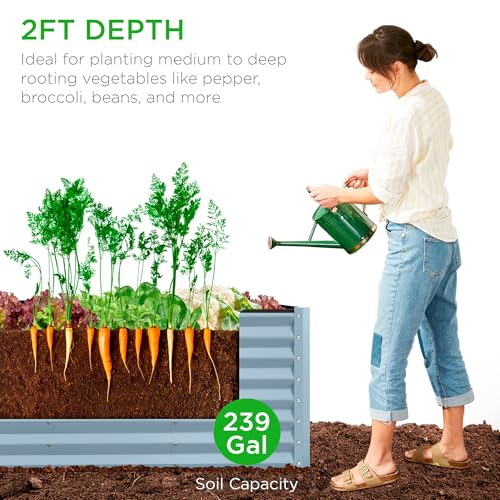 8x2x2ft Raised Outdoor Metal Garden Bed