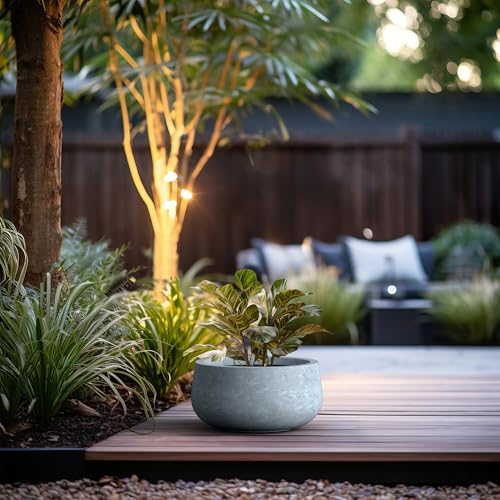Blue Gray Concrete Planter 16" Dia All (Gray / 15.7"w)