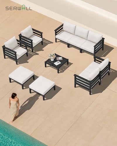 HDPE Patio Furniture Set (Black/Khaki / 6 Pieces)