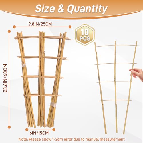 10 Pack 2ft Bamboo Trellis for Climbing Plants