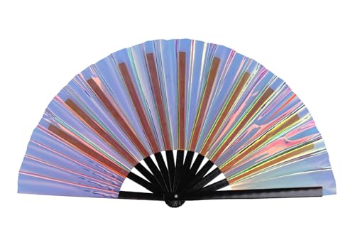 Large Holographic Folding Hand Fan for Line Dance (Fantastic)