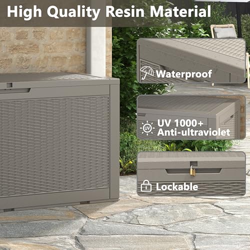 130 Gallon Waterproof Large Resin Deck Box