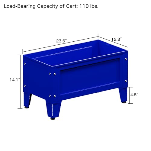 Elevated Metal Planter Box Stand Heavy Duty Raised Garden Bed for Vegetables Flowers Herbs Indoor Outdoor Use (Blue / 23.6"L×12.3"W×14.1"H)