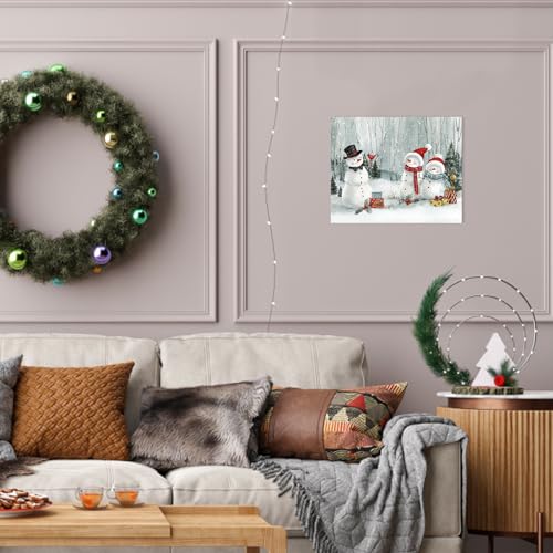 Christmas Snowman Wall Art Decor (12"L x 15"W / Snowman Family)