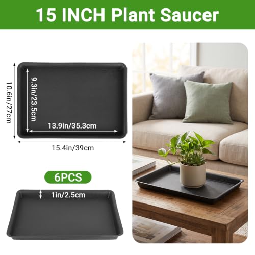 6PCS Seed Starter Tray (15 Inch / Black-6 Packs)