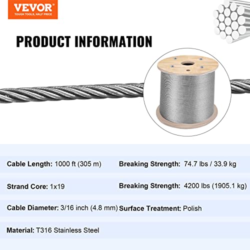 3 16 Stainless Steel Cable 1000FT