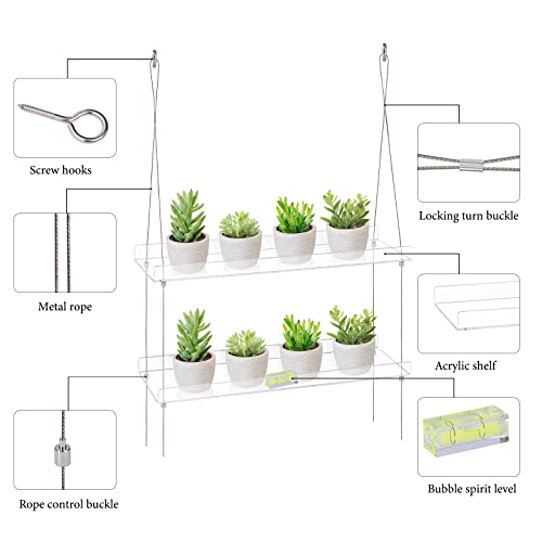 2 Tier Acrylic Window Boxes Plant Shelves for Window of Kitchen (Clear / 2-Tier)