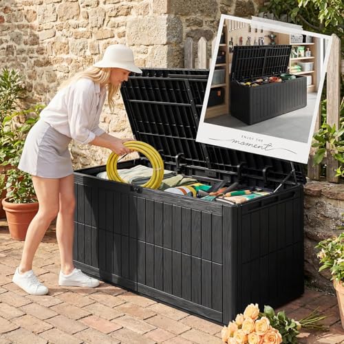 220 Gallon Deck Box Outdoor Storage Box Lockable Waterproof Indoor Outdoor Storage Container for Patio Cushions