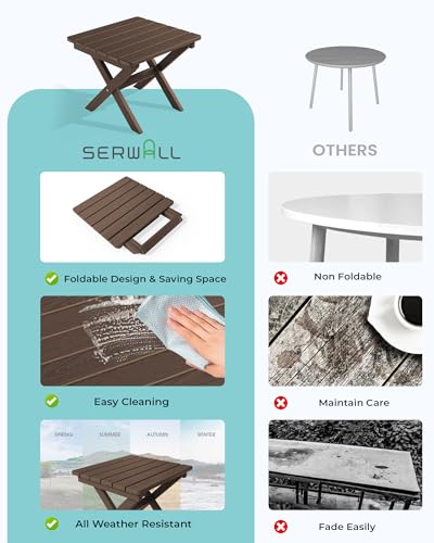 Small Folding Outdoor Side Table Set of 2 (Coffee / Foldable 2-pack)
