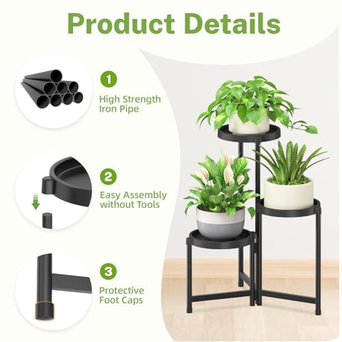 3 Tier Folding Plant Stand Indoor Outdoor