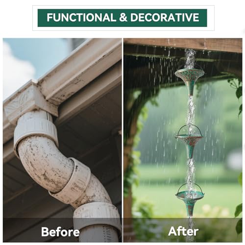 Patina Rain Chain for Gutters (Patina Funnel)
