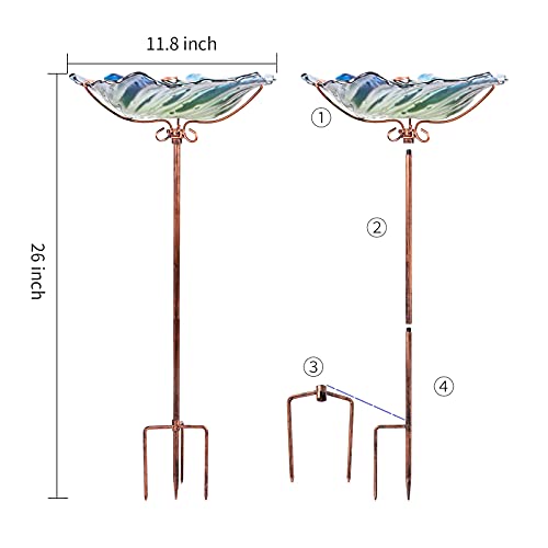 26" Glass Bird Bath
