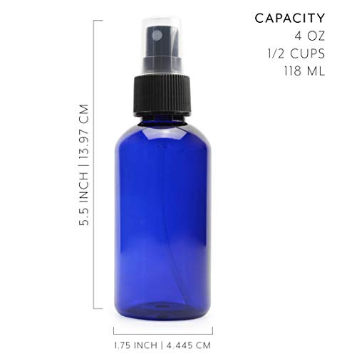 4oz Blue PLASTIC Fine Mist Spray Bottles (12 Count)
