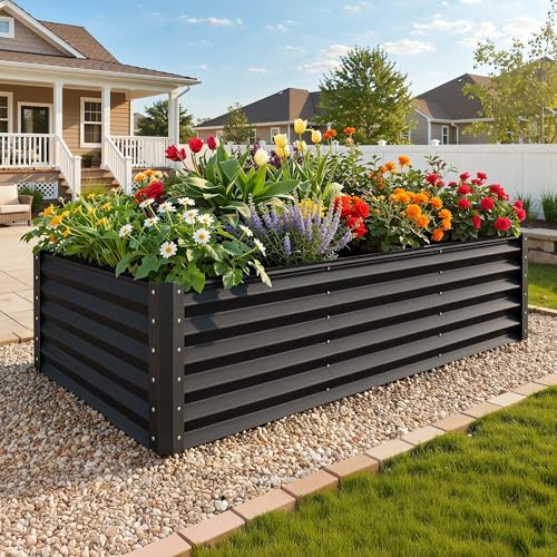 8x4x3ft Large Raised Garden Bed Kit (Black / 8x4x3ft)