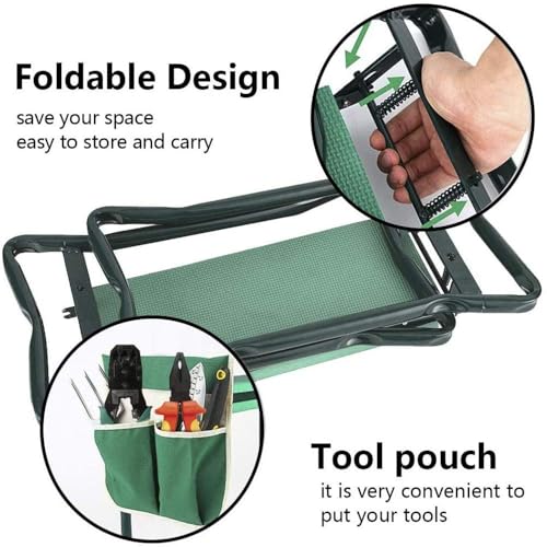 Garden Kneeler Seat with Upgraded Thicken Kneeling Pad and 1 Large Tool Pouch